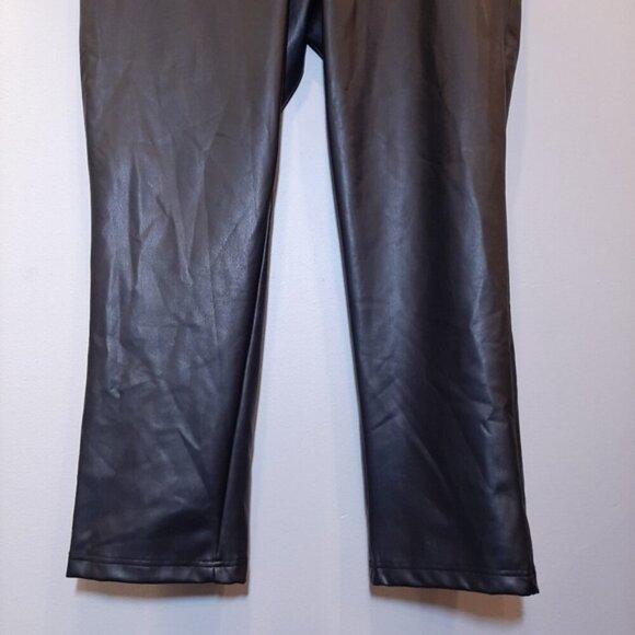Design Lab Faux Leather Straight Fit Cropped Ankle Pants Stretch Lined 5 Pocket - Picture 5 of 14